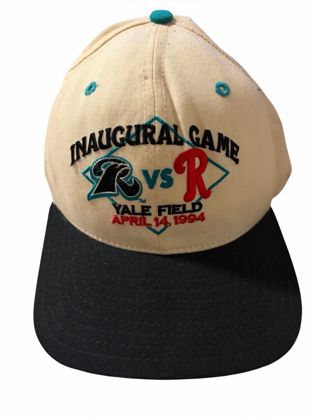 Inaugural Game Yale Field Baseball Cap - Cream & Black RARE SnapBack